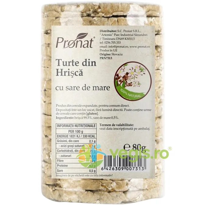 Turte din Hrisca cu Sare de Mare 80g PRONAT — preț și oferte
