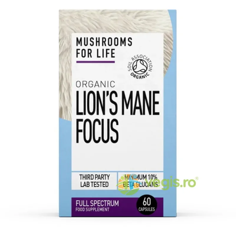 Organic Lion's Mane Focus Mushroom 1000mg Full Spectrum 60cps MUSHROOMSFORLIFE — preț și oferte