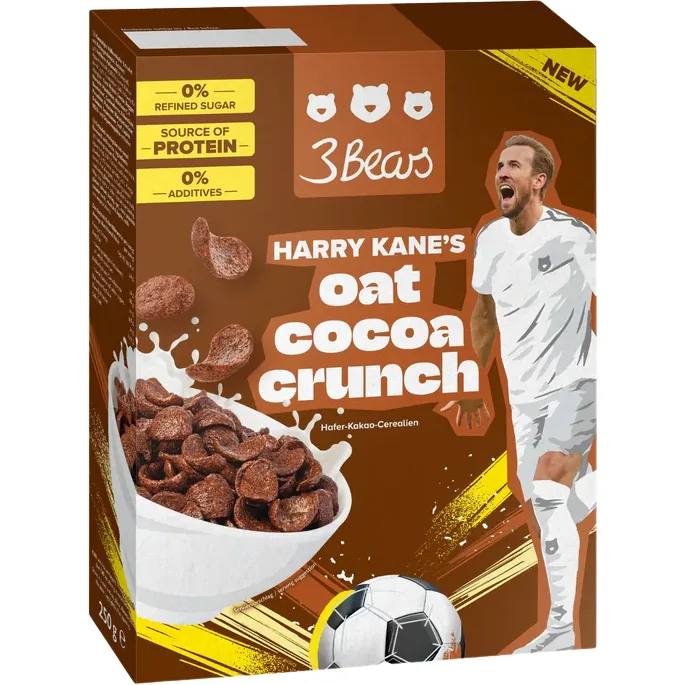 Fulgi de Ovaz cu Cacao Harry Kane fara Zahar Adaugat 250g 3BEARS — preț și oferte