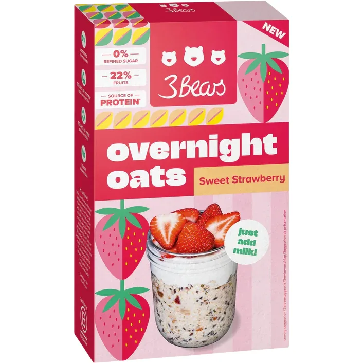 Porridge din Ovaz cu Capsuni fara Zahar Adaugat 400g 3BEARS — preț și oferte