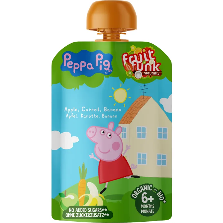Piure din Fructe +6 Luni cu Mar, Morcov si Banane fara Zahar Adaugat 90g FRUITFUNK — preț și oferte