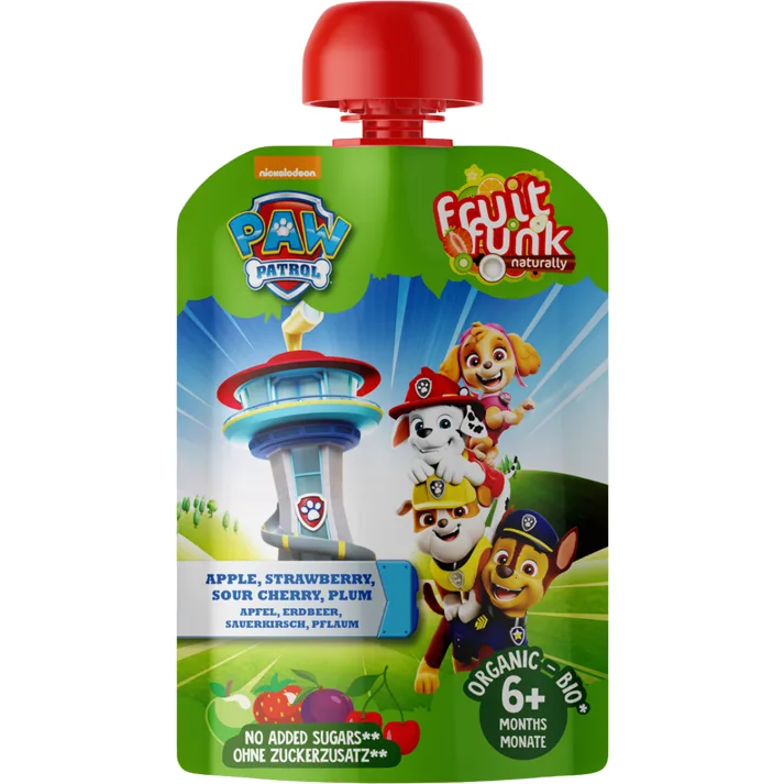 Piure din Fructe +6 Luni cu Mar, Capsuni, Visine si Prune fara Zahar Adaugat 90g FRUITFUNK — preț și oferte