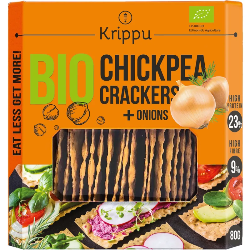 Crackers din Naut cu Ceapa Ecologici/Bio 80g KRIPPU — preț și oferte