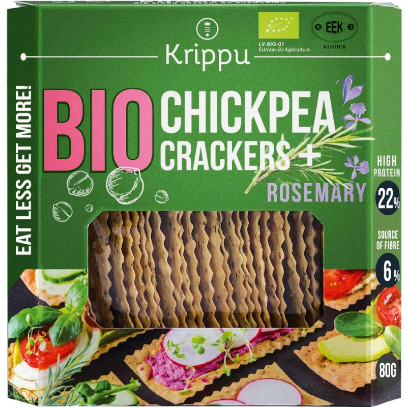 Crackers din Naut cu Rozmarin Ecologici/Bio 80g KRIPPU — preț și oferte