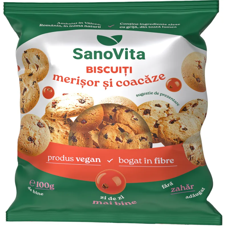 Biscuiti cu Merisor si Coacaze fara Zahar Adaugat 100g SANOVITA — preț și oferte