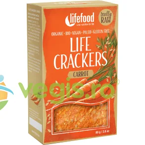 Crackers cu Morcovi Raw fara Gluten Ecologici/Bio 80g LIFEFOOD — preț și oferte