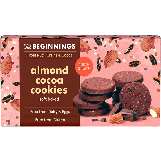 Cookies cu Migdale si Cacao fara Gluten 80g THE BEGINNINGS — preț și oferte