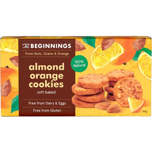 Cookies cu Migdale si Portocale fara Gluten 80g THE BEGINNINGS — preț și oferte