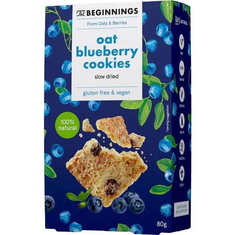 Cookies din Ovaz cu Afine Raw fara Gluten 80g THE BEGINNINGS — preț și oferte