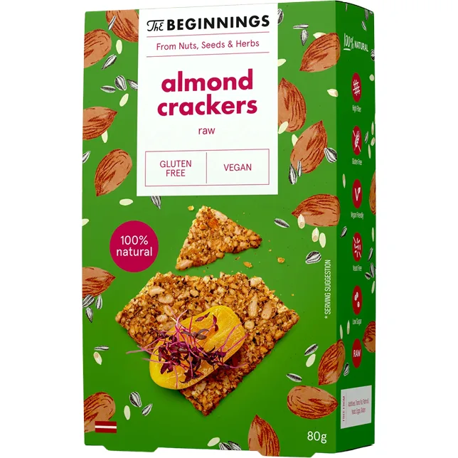 Crackers cu Migdale Raw fara Gluten 80g THE BEGINNINGS — preț și oferte