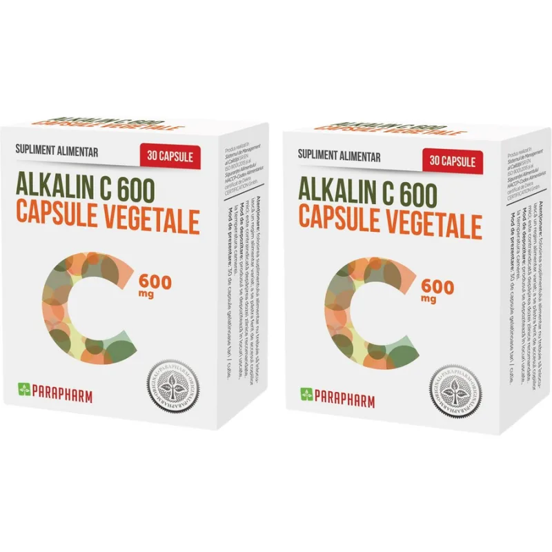 Pachet Alkalin C 600mg (Vitamina C Alcalina) 30cps+30cps Quantum Parapharm — preț și oferte