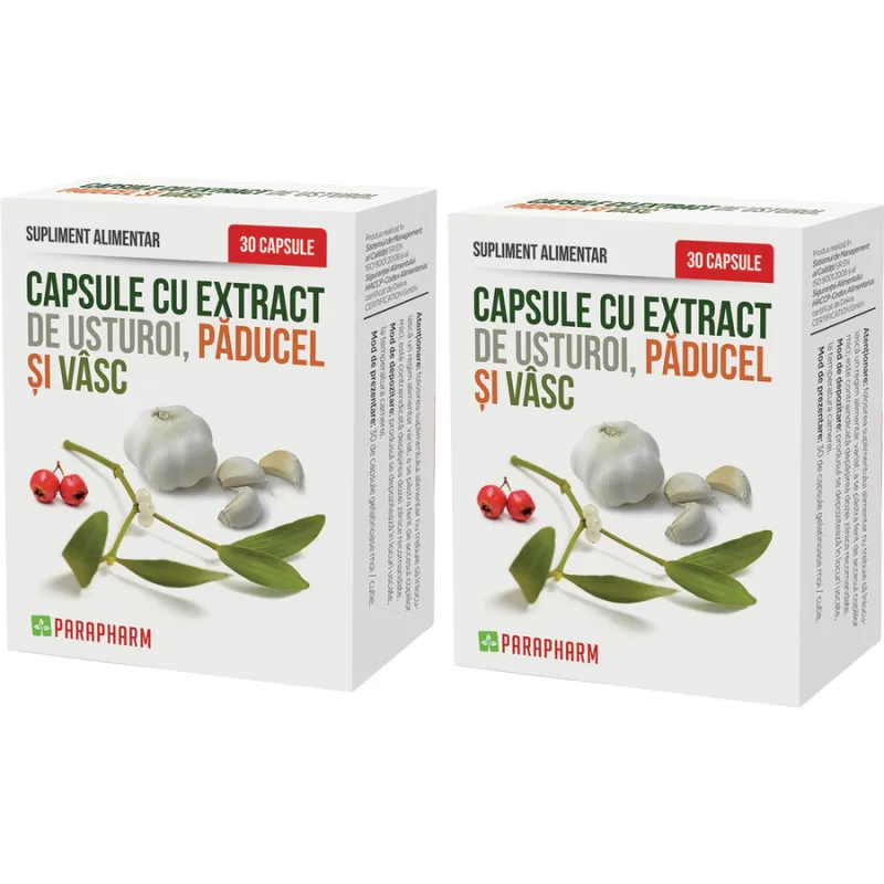 Pachet Capsule cu Extract de Usturoi, Paducel, Vasc 30cps+30cps Quantum Parapharm — preț și oferte