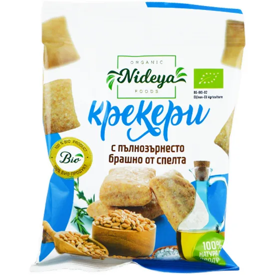 Crackers cu Faina Integrala de Spelta Ecologici/Bio 50g NIDEYA — preț și oferte