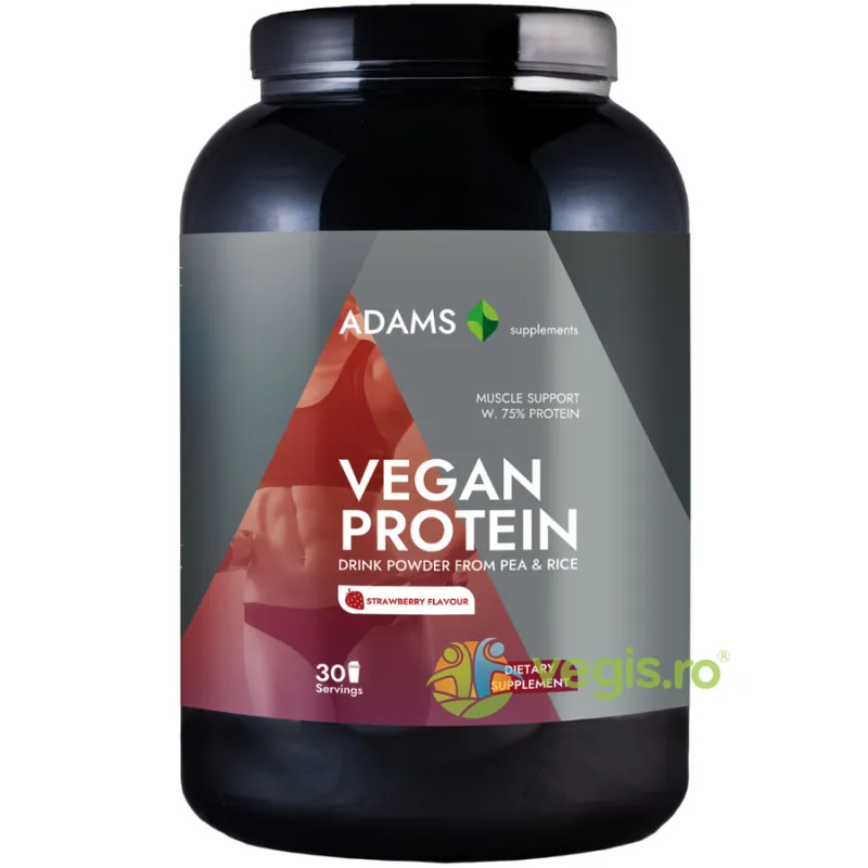 Proteina Vegana cu Aroma de Capsuni 908g ADAMS VISION — preț și oferte