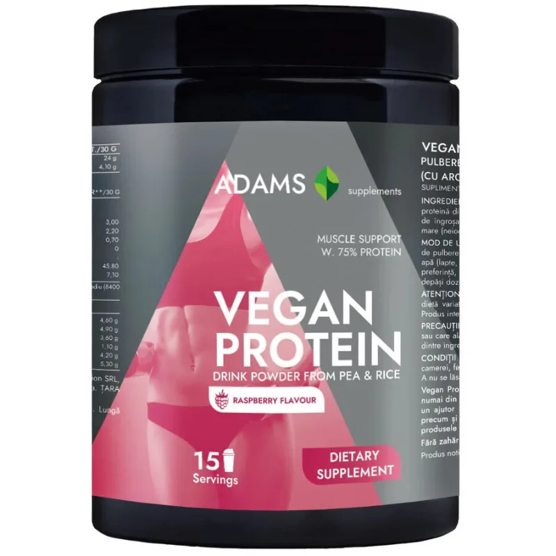 Proteina Vegana cu Aroma de Zmeura 454g ADAMS VISION — preț și oferte