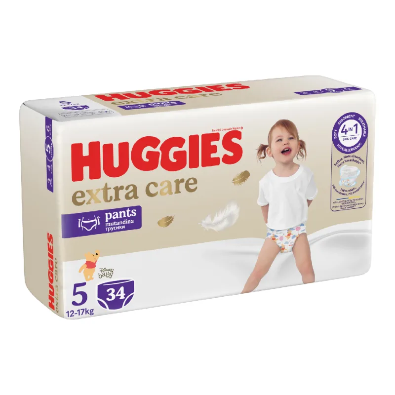 Scutece chilotel Extra Care Pants Nr.5, 12-17 kg, 34 bucati, Huggies — preț și oferte