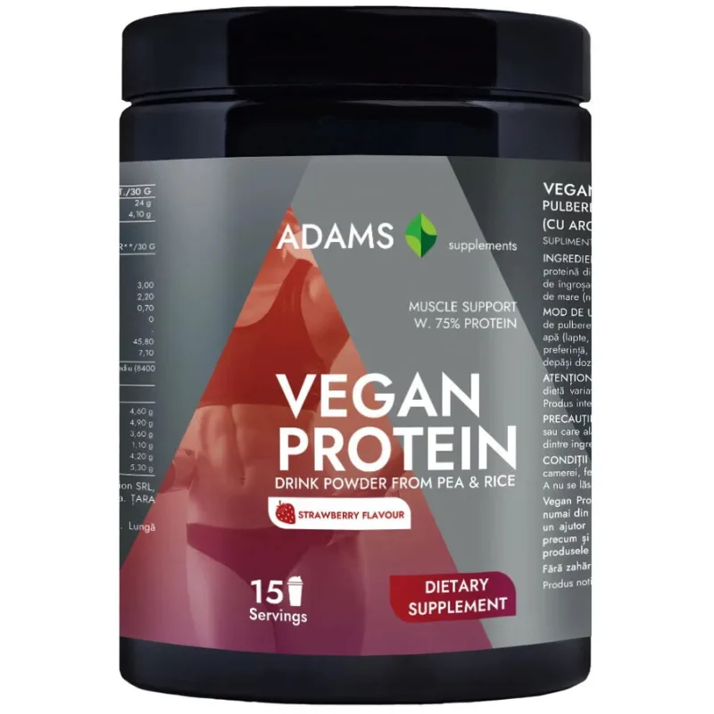 Proteina Vegana cu Aroma de Capsuni 454g ADAMS VISION — preț și oferte