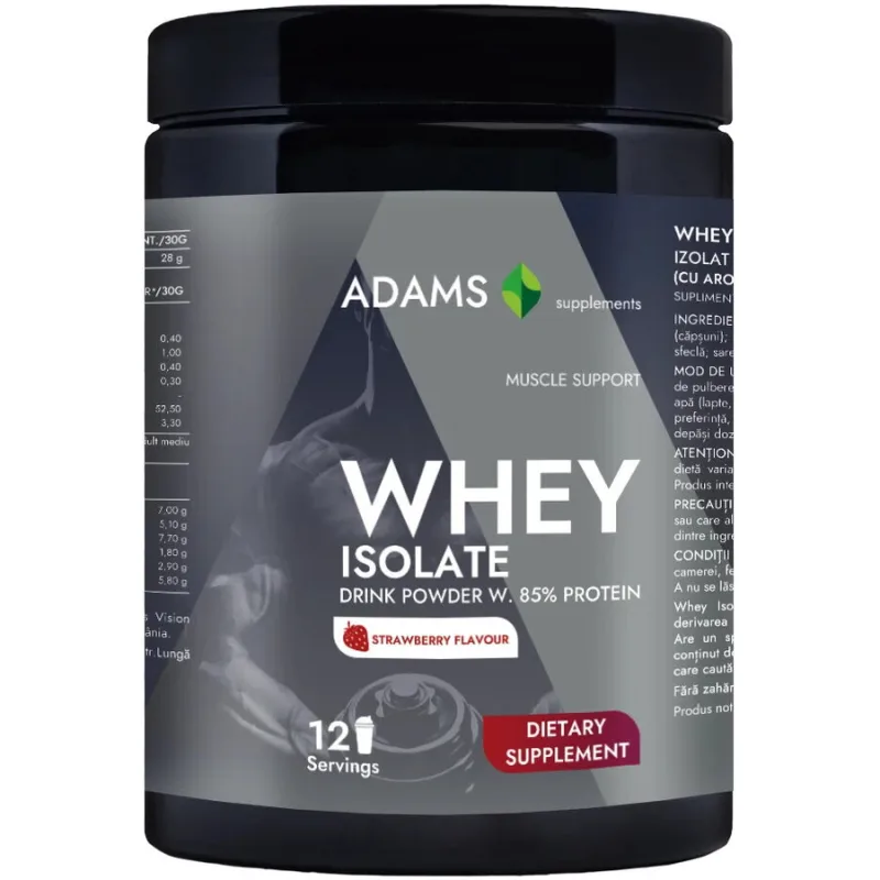 Izolat Proteic din Zer cu Aroma de Capsuni 360g ADAMS VISION — preț și oferte