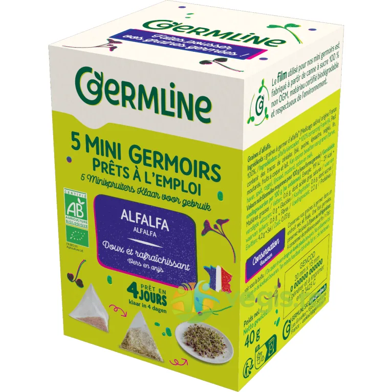 Mini Germinatoare cu Seminte de Alfalfa Ecologice/Bio 5buc x 8g GERMLINE — preț și oferte