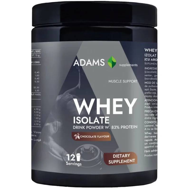 Izolat Proteic din Zer cu Aroma de Ciocolata 360g ADAMS VISION — preț și oferte