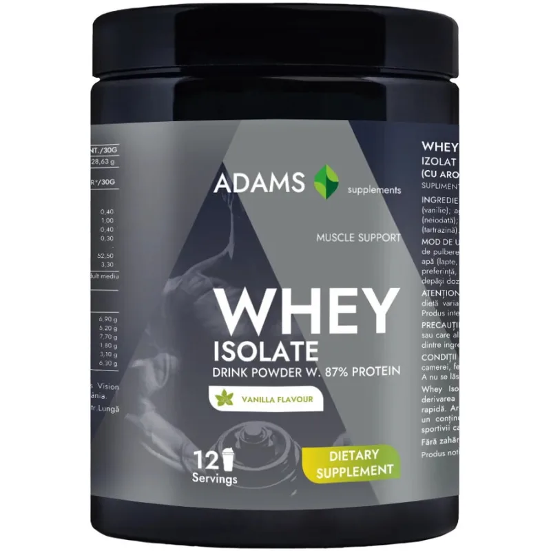 Izolat Proteic din Zer cu Aroma de Vanilie 360g ADAMS VISION — preț și oferte