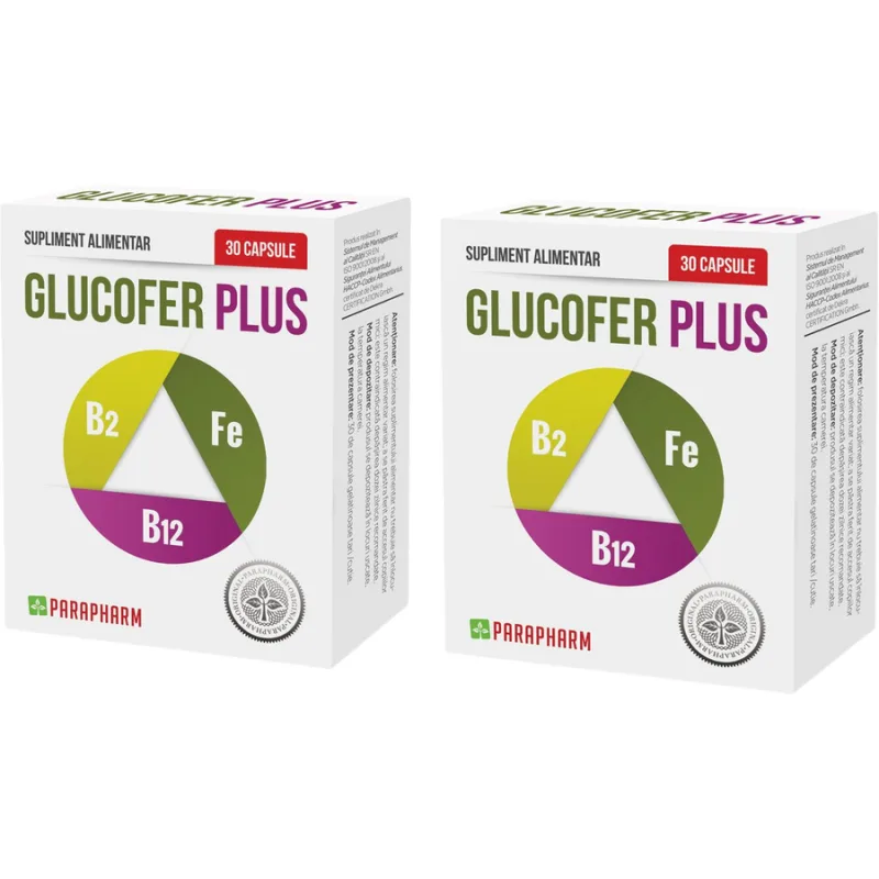 Pachet Glucofer Plus 30cps + 30cps Quantum Parapharm — preț și oferte
