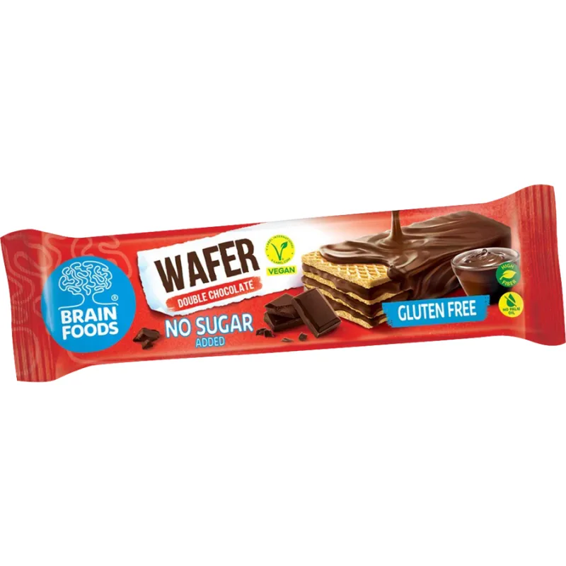 Napolitane cu Crema Dubla de Ciocolata fara Zahar Adaugat 40g BRAIN FOODS — preț și oferte