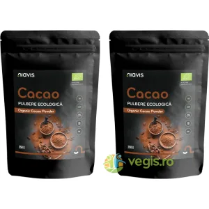 Pachet Cacao Pulbere Raw Ecologica/Bio 250g+250g