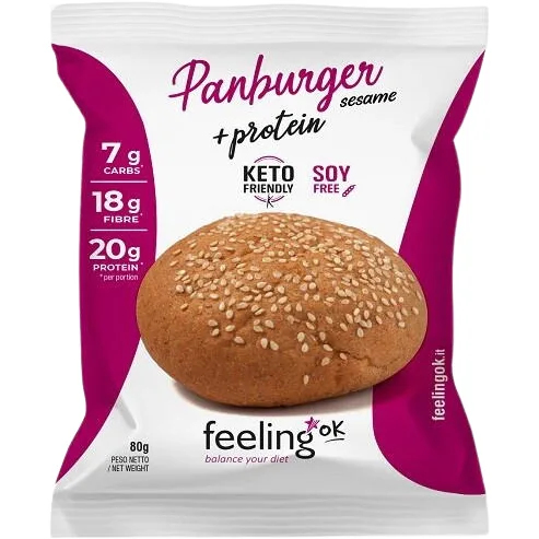 Chifla pentru Burger cu Susan Low-Carb Keto Proteica fara Zahar Adaugat 80g FEELINGOK — preț și oferte