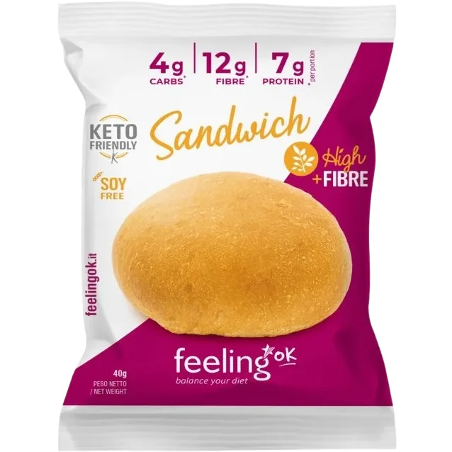 Chifla cu Fibre Low-Carb Keto Proteica fara Zahar Adaugat 40g FEELINGOK — preț și oferte