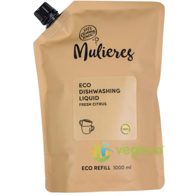 Refill Detergent Lichid de Vase 99.7% Ingrediente Naturale Fresh Citrus 1L MULIERES — preț și oferte