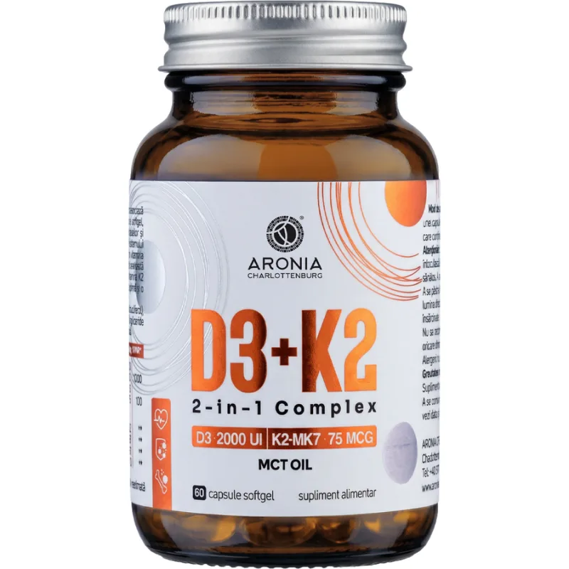 Vitamina D3+K2 2 in 1 Complex 60cps ARONIA CHARLOTTENBURG — preț și oferte