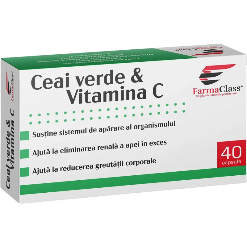 Ceai Verde + Vitamina C 40cps Farmaclass — preț și oferte