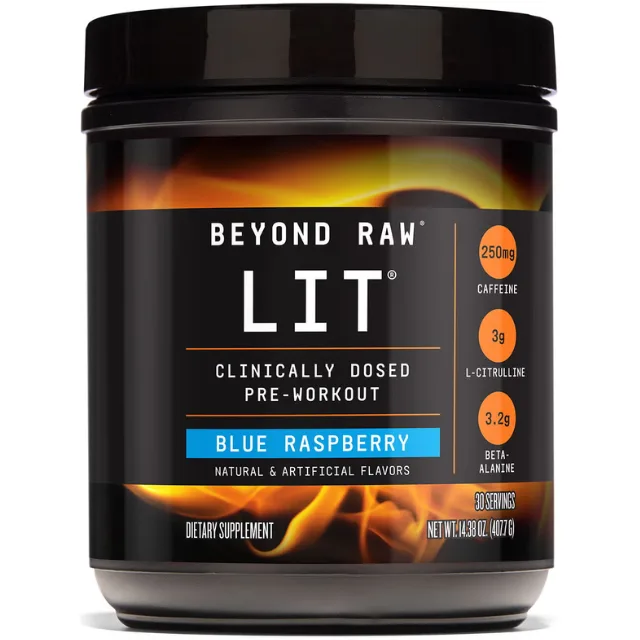 Formula Pre-Workout LIT cu Aroma de Zmeura Albastra 408.9g BEYOND RAW — preț și oferte