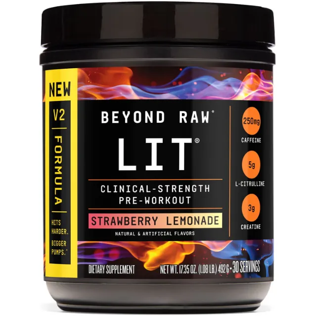 Pre-Workout LIT V2 cu Aroma de Limonada de Capsuni 492g BEYOND&nbsp;RAW — preț și oferte