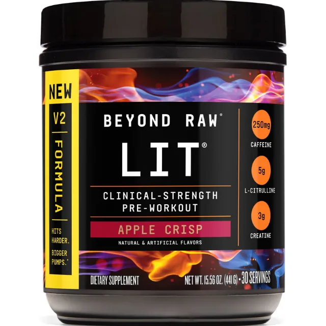 Pre-Workout LIT V2 cu Aroma de Mere 441g BEYOND RAW — preț și oferte