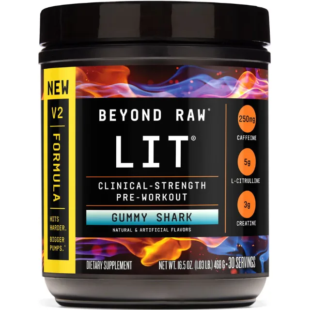 Pre-Workout LIT V2 cu Aroma de Gummy Shark 468g BEYOND RAW — preț și oferte