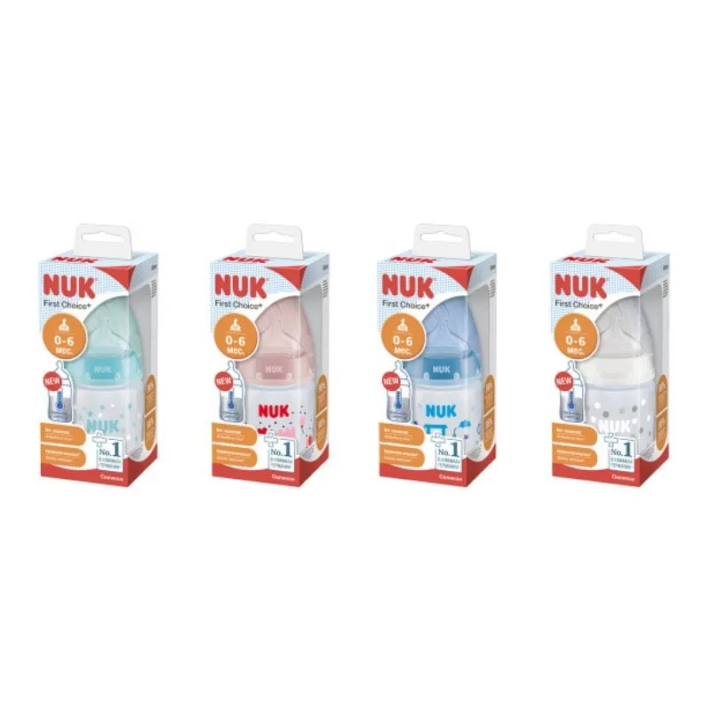 NUK First Choice Biberon cu tetina silicon M, 0-6luni, diverse modele, 1 bucata, 150 ml — preț și oferte