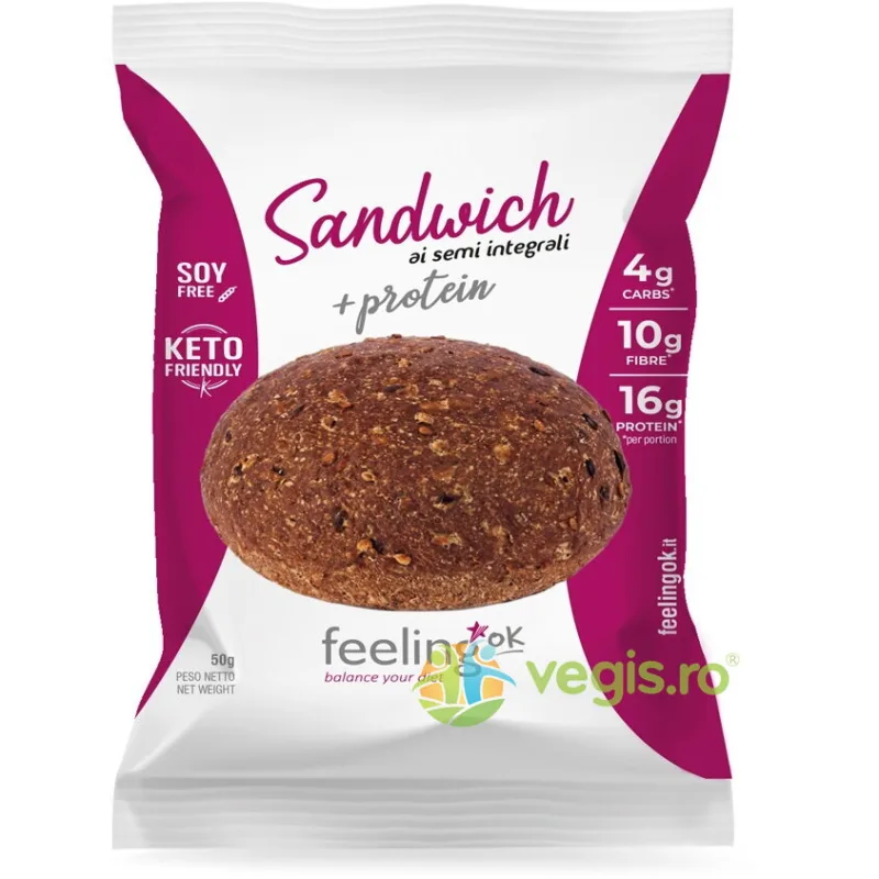 Chifla Proteica cu Seminte Integrale Low-Carb, Keto, fara Zahar 50g FEELINGOK — preț și oferte