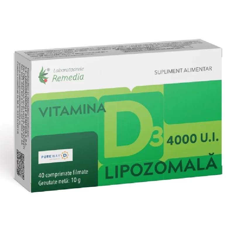 Vitamina D3 4000UI Lipozomala, 40 comprimate, Remedia — preț și oferte