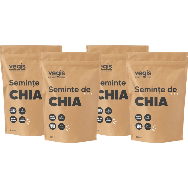 Pachet Seminte de Chia 1kg (4 x 250g) VEGIS — preț și oferte