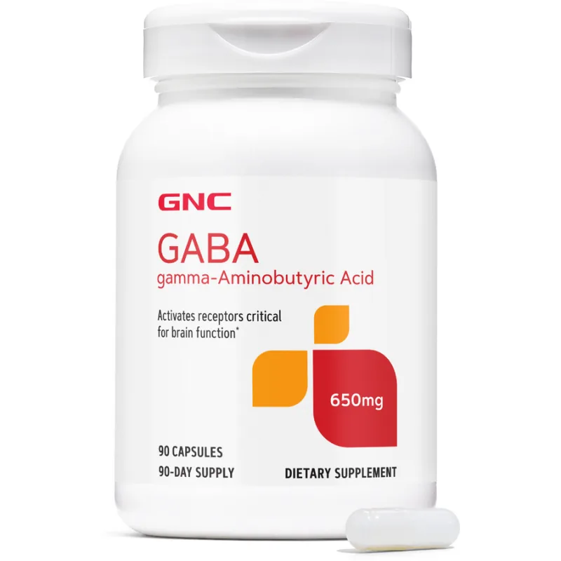 GABA 650mg, Neurotransmitator Natural pentru Relaxare, Somn si Stres 90cps GNC — preț și oferte