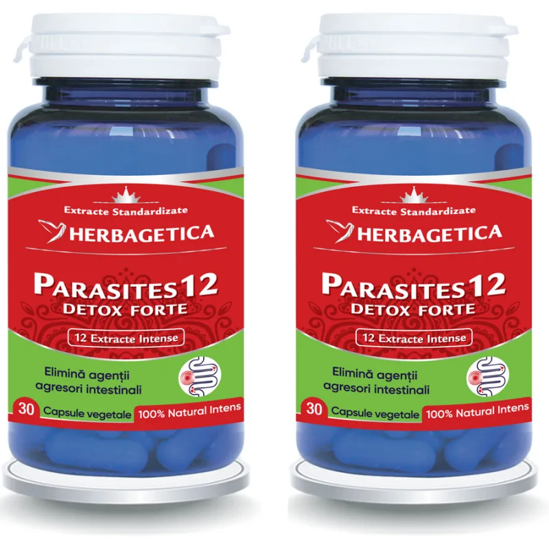Pachet Parasites 12 Detox Forte 30cps + 30cps (50% reducere la al doilea produs) HERBAGETICA — preț și oferte