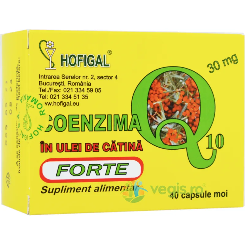 Coenzima Q10 + Ulei Catina Forte 30mg 40cps moi HOFIGAL — preț și oferte