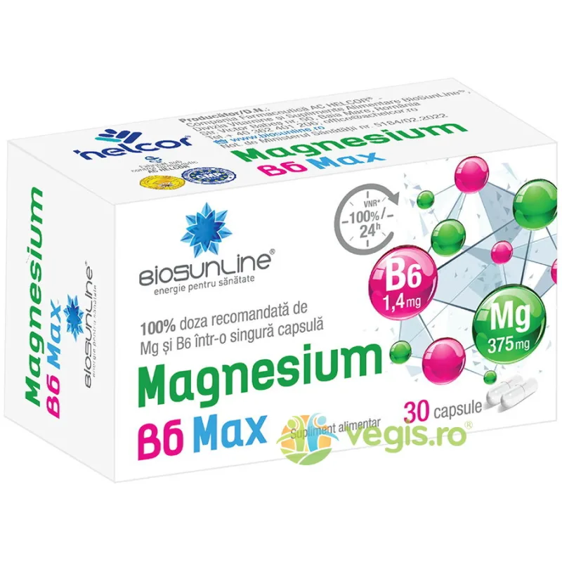Magnesium B6 Max 30cps BIOSUNLINE — preț și oferte