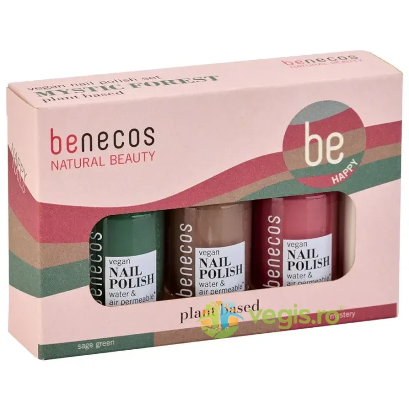 Set Lacuri de Unghii Naturale 20-Free Plant Based Mystic Forest 3x5ml BENECOS — preț și oferte
