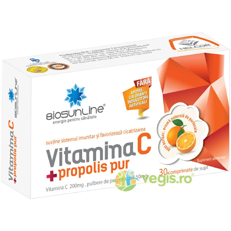 Vitamina C 200mg + Propolis 50g 30tb BIOSUNLINE — preț și oferte