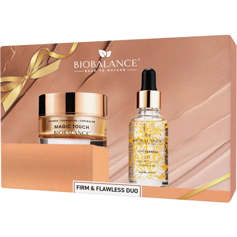 Set Duo Firm&Flawless Primer, Fond de ten, Concealer Magic Touch 30ml + Super Serum 24K Gold&Peptide 30ml BIO BALANCE — preț și oferte