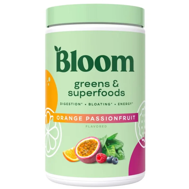 Amestec de Super Alimente Verzi cu Aroma de Fructul Pasiunii si Portocala 141g BLOOM NUTRITION — preț și oferte
