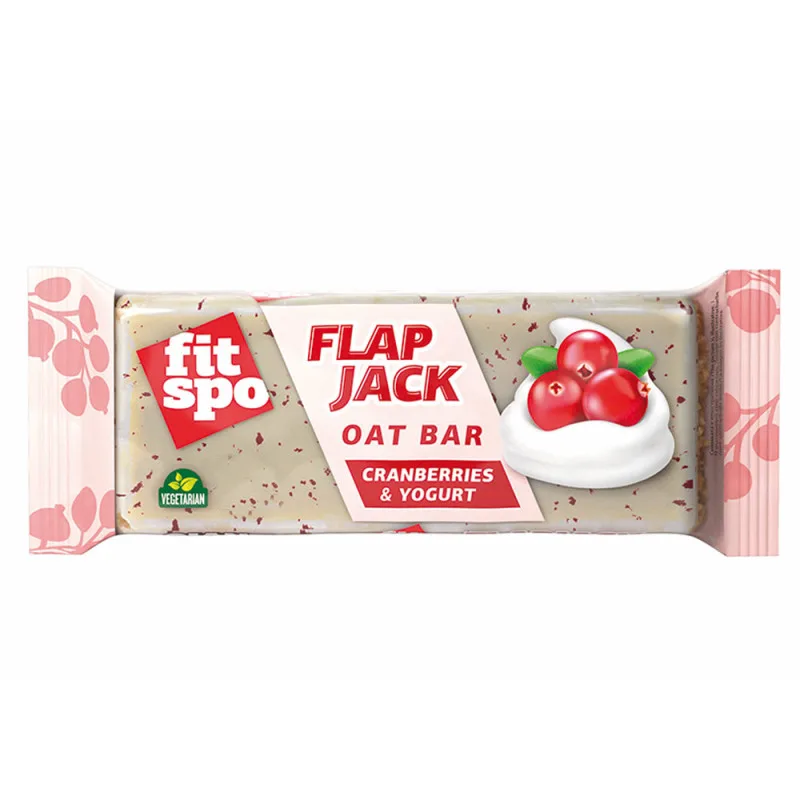 Baton Flapjack cu Aroma de Merisoare si Iaurt 90g FITSPO — preț și oferte